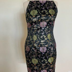 Black Brocade Print Dress